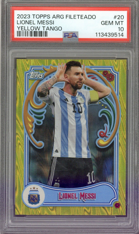 2023 TOPPS ARG FILTEADO LIONEL MESSI YELLOW TANGO #20 PSA 10 - EU