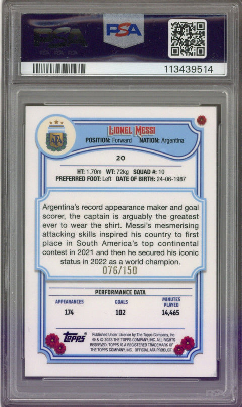2023 TOPPS ARG FILTEADO LIONEL MESSI YELLOW TANGO #20 PSA 10 - EU