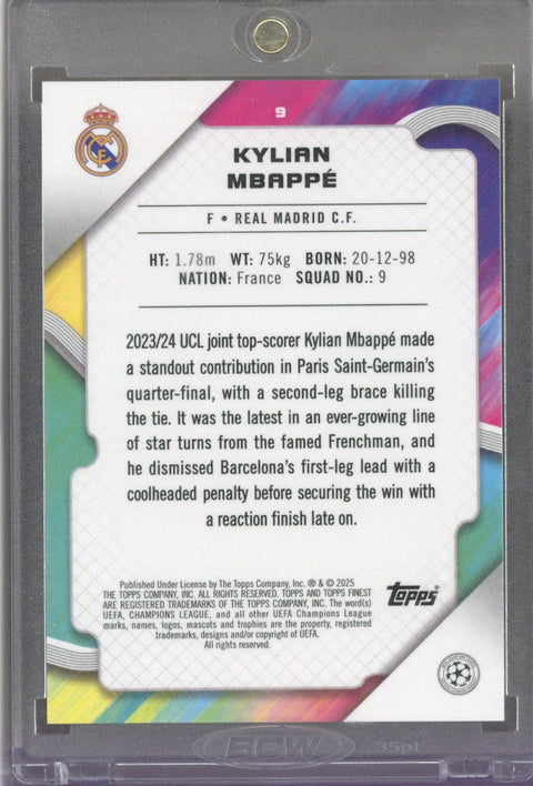 2024/25 Topps Finest UEFA Kylian Mbappe Black /10