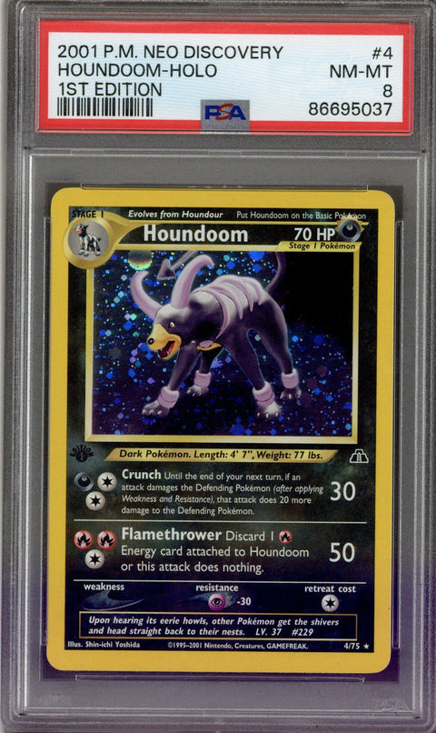 2001 Pokémon Neo Discovery Houndoom-Holo 1st Edition #4 PSA 8
