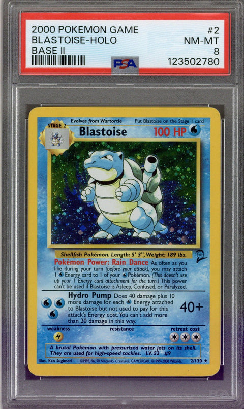 2000 Pokémon Game Blastoise-Holo BASE 2 #2 PSA 8