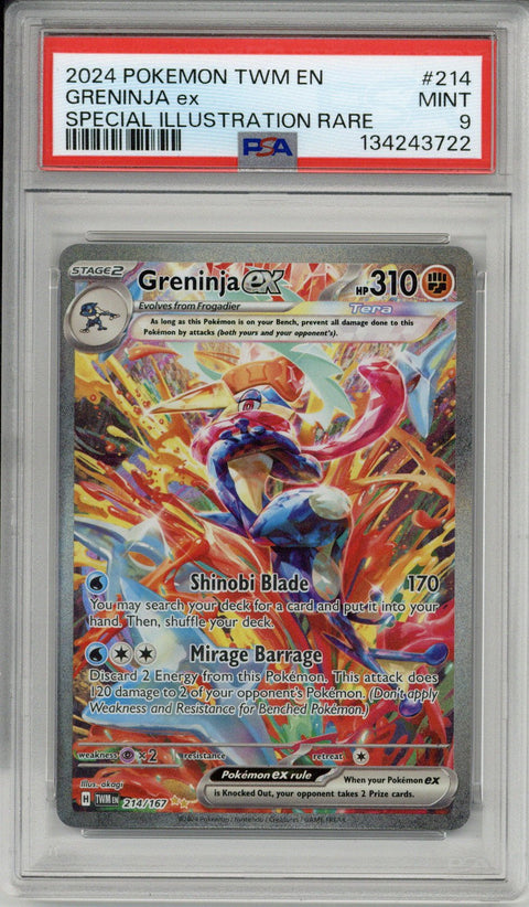 2024 Pokemon TWM EN Greninja ex SIR #214 PSA 9