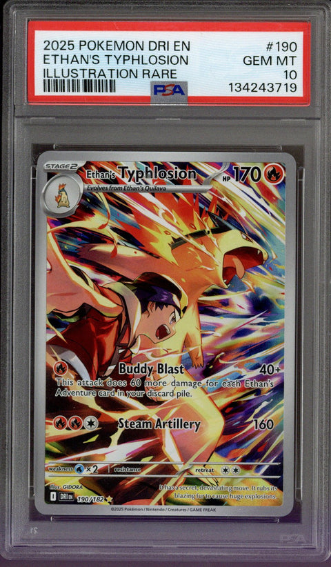 2025 Pokemon DRI EN Ethan's Typhlosion IR #190 PSA 10
