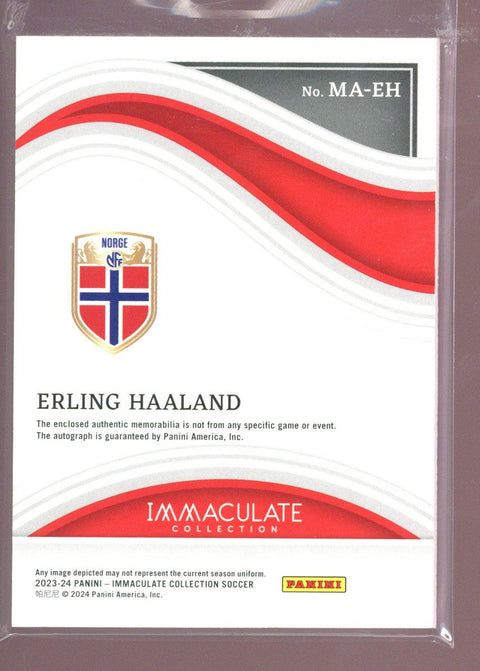 2023-24 Panini Immaculate Erling Haaland Jersey Auto 27/99 Norway