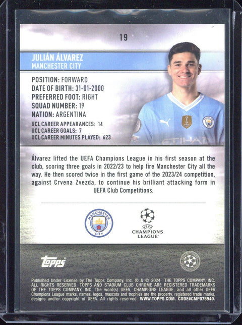 2024 Topps Stadium Club Chrome Julian Alvarez /5 #19