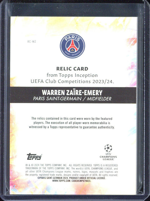 2023-24 Topps Inception UCC Warren Zaire-Emery Patch /5