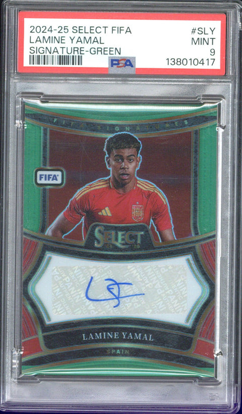 2024-25 Panini Select FIFA Lamine Yamal Signature Green /5 #SLY PSA 9