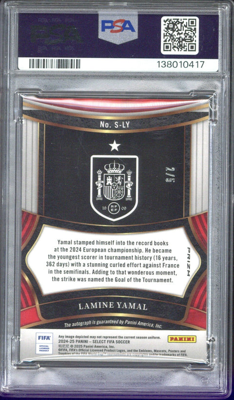 2024-25 Panini Select FIFA Lamine Yamal Signature Green /5 #SLY PSA 9
