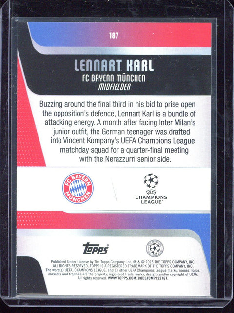 2026 Topps Flagship UCC Lennart Karl RC Gold Raindrops /50