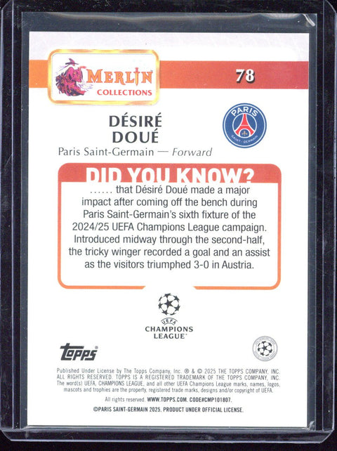 2025 Topps Merlin UCC Desire Doue /15