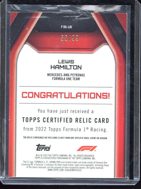 2022 Topps F1 Racing Lewis Hamilton Relic /99
