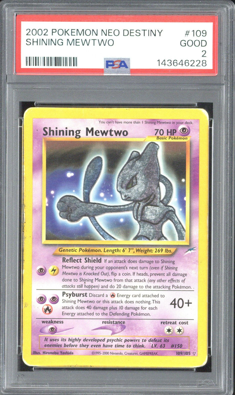 pokemon card mewtwo first edition 2002 Pokemon Neo Destiny Shining Mewtwo #109 PSA 2 – Dave & Adam's Europe