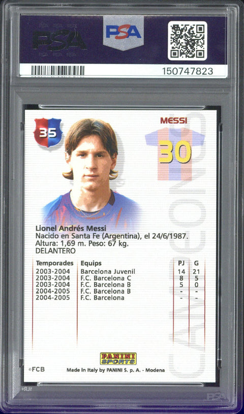 2004-05 Panini Sports Lionel Messi Mega Cracks Barca Campeon #35 PSA 8