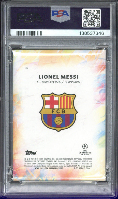 2023-24 Topps Inception UCC Lionel Messi Orange /5 #35 PSA Authentic