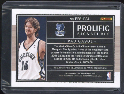 2023-24 Panini One and One Basketball Pau Gasol Autograph /25 PFS-PAU