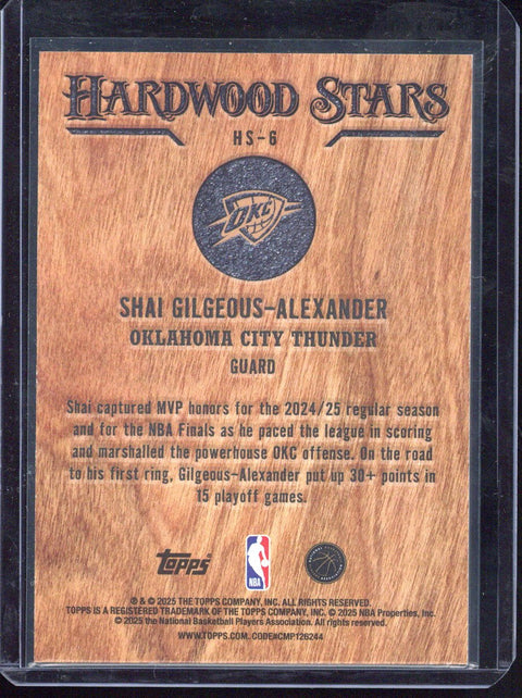 2024-25 Topps Basketball Shai Gilgeous-Alexander Hardwood Stars #HS-6
