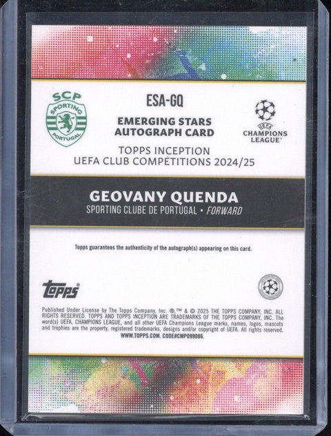 2024-25 Topps Inception UCC Geovany Quenda Autograph RC /49