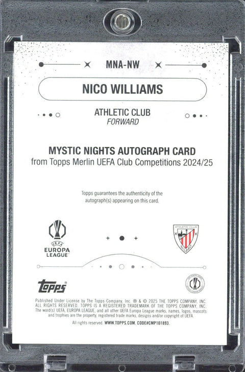 2024-25 Topps Merlin UCC Nico Williams Mystic Nights Autograph /25 #MNA-NW