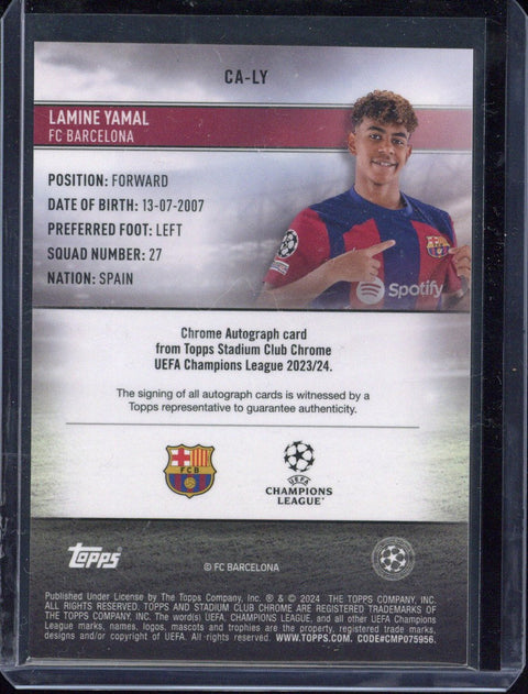 2023/24 Topps Stadium Club Chrome Lamine Yamal RC Autograph /99 #CA-LY