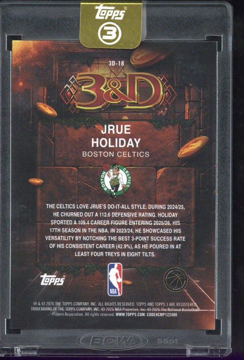 2025/26 Topps Three Jrue Holiday Boston Celtics /15 #3D-18