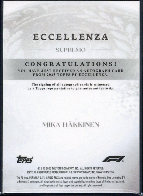 2025 Topps Eccellenza F1 Mika Häkkinen Autograph /99