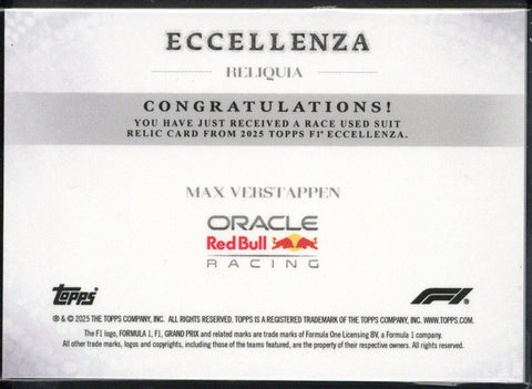 2025 Topps Eccellenza F1 Max Verstappen Patch /99
