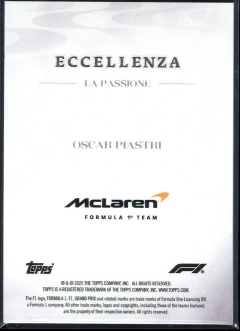 2025 Topps Eccellenza F1 Oscar Piastri /99