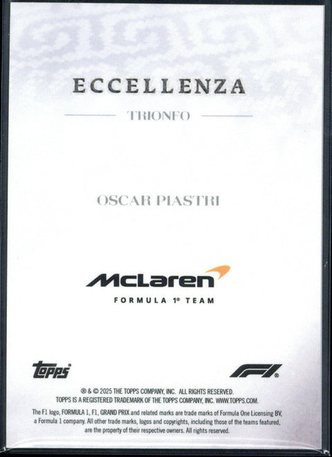 2025 Topps Eccellenza F1 Oscar Piastri /50
