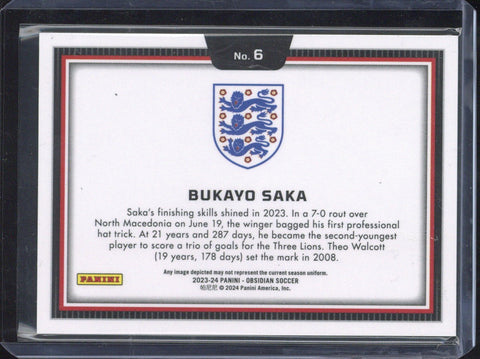 2023-24 Panini Obsidian Bukayo Saka Black Color Blast #6