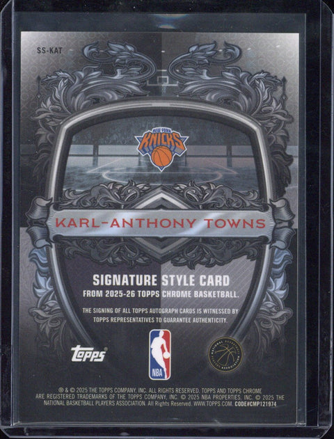 2025 Topps Chrome Karl-Anthony Towns Autograph /150 #SS-KAT