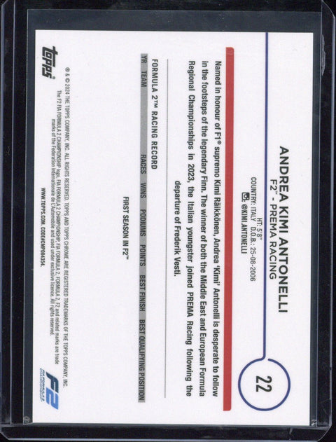 2024 Topps Chrome Future Stars Andrea Kimi Antonelli /10 #22