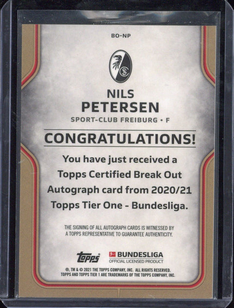 2021 Topps Bundesliga Nils Petersen Tier One Autograph /125 #BO-NP