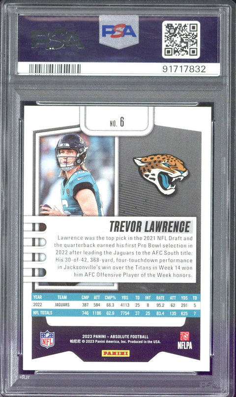 2023 Panini Absolute Football Orange Mosaic Trevor Lawrence /299 #6 PSA 10