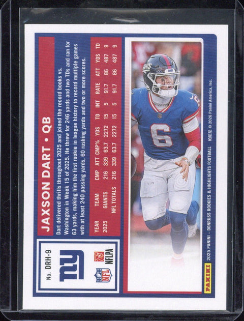 2025 Panini Donruss Rookies & Highlights Football Jaxson Dart RC #DRH-9