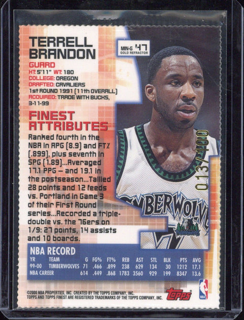 2000 Topps Finest NBA Terrell Brandon /100 #MING-G 47