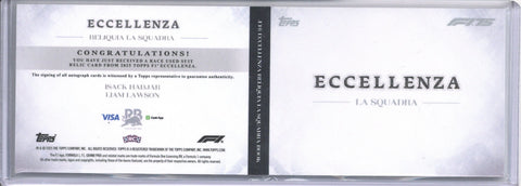 2025 Topps Eccellenza F1 Isack Hadjar RC / Liam Lawson RC Booklet Patch /50