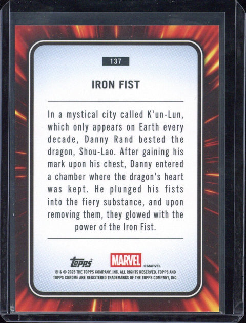 2025 Topps Chrome Marvel Sapphire Iron Fist /50 #137