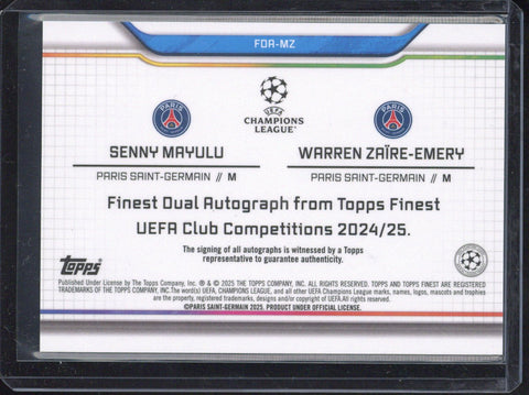 2024-25 Topps Finest UCC  Senny Mayulu / Warren Zaire Emery Dual Autograph /50 #FDR-MZ