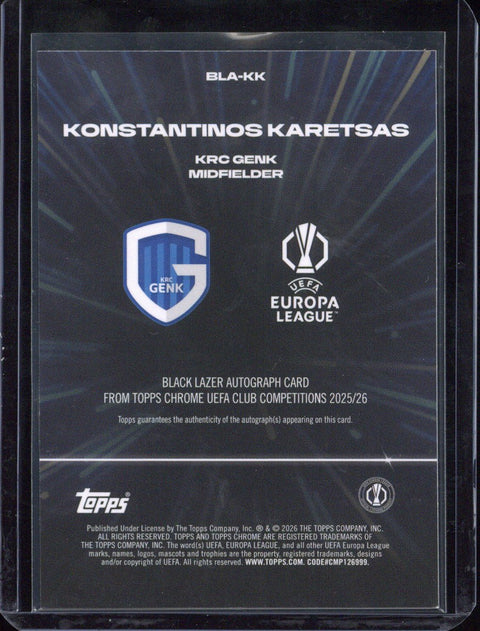2025-26 Topps Chrome UCC Konstantinos Karetsas Autograph RC Black Lazer Autograph /150 #BLA_KK