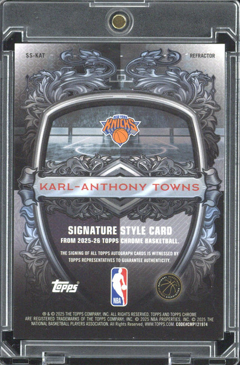 2025-26 Topps Chrome Karl-Anthony Towns Signature Style Card Autograph #SS-KAT