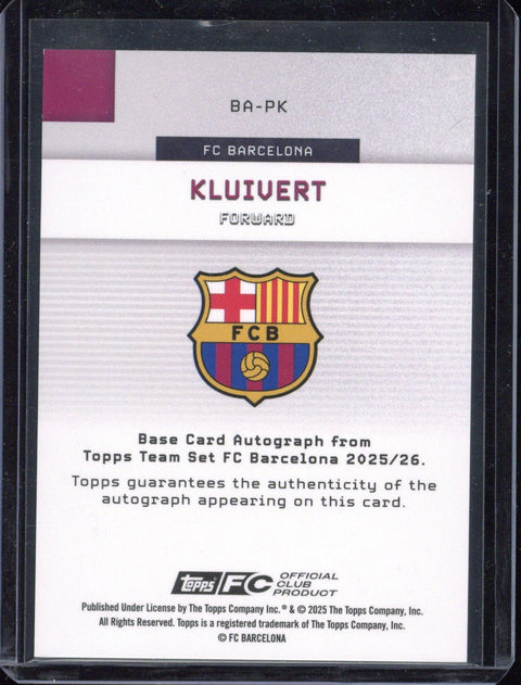 2025-26 Topps Team Set FC Barcelona Kluivert Autograph /50 BA-PK