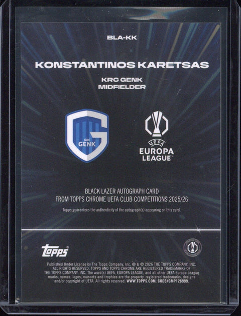 2025-26 Topps Chrome UCC Konstantinos Karetsas RC Black Lazer Autograph #BLA-KK