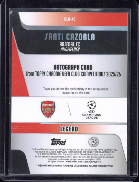2025-26 Topps Chrome UCC Santi Cazorla Autograph /150 #CLA-SC