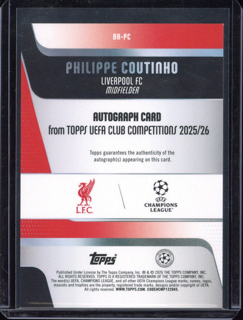 2025-26 Topps Chrome UCC Philippe Coutinho Autograph /75 #BA-PC
