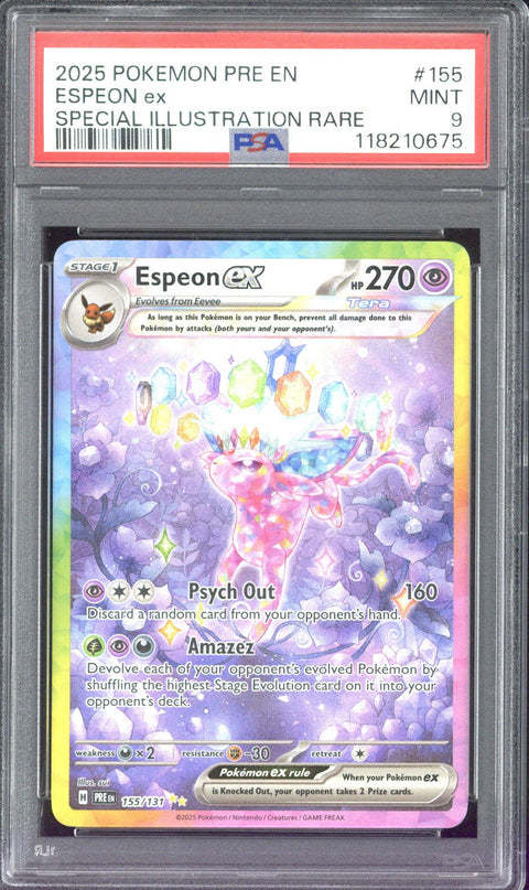2025 Pokemon PRE EN Espeon ex Special Illustration Rare #155 PSA 9
