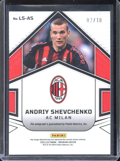 2023-24 Panini Obsidian Andriy Shevchenko Autograph /10 #LS-AS