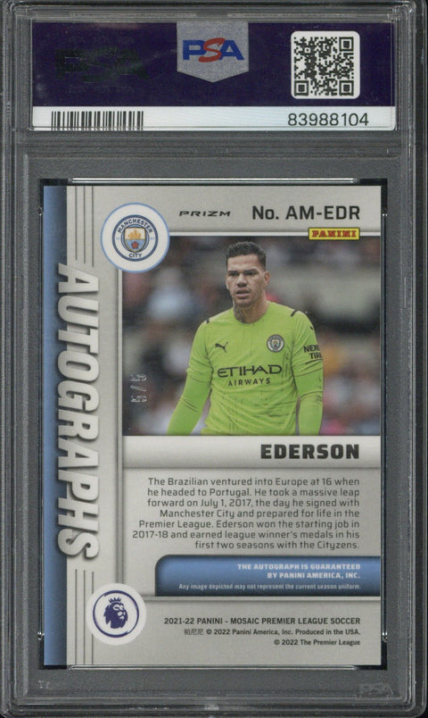 2021-22 Mosaic P/L Ederson Autograph Mosaic Purple /5 #AM-EDR PSA 10 Auto 10