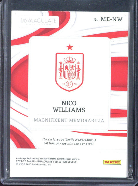 2024-25 Panini Immaculate Nico Williams Patch /10 #ME-NW