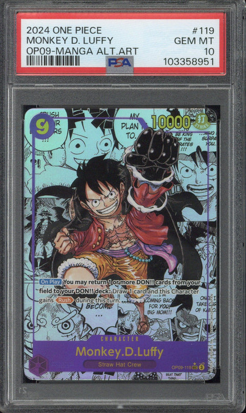 2024 One Piece Monkey D. Luffy OP09-Manga Alternate Art #119 PSA 10