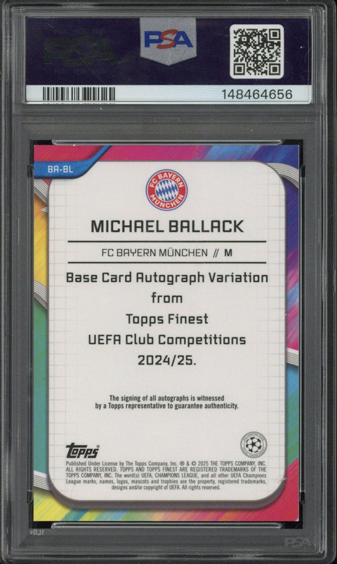 2024-25 Topps Finest UCC Michael Ballack Autograph Orange Wave /25 #BABL PSA 8